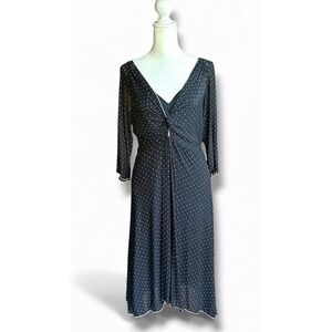 Y2K Max Studio Women's Polka Dot Mesh Overlay Dress M Black Fit Flare USA Made‎